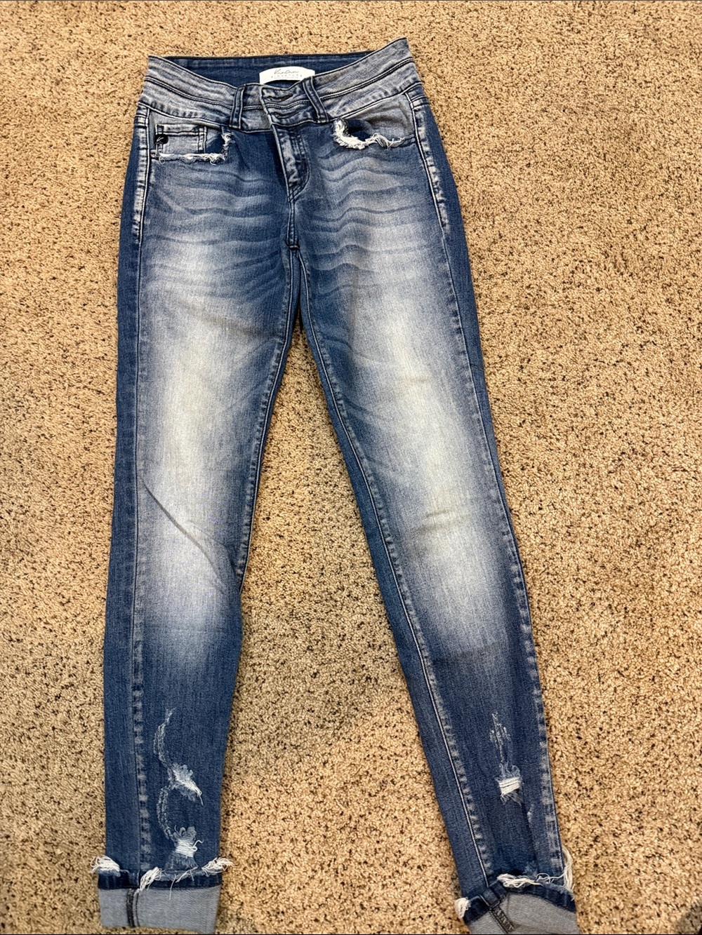 KanCan Medium Blue Distressed Ankle Skinny Jeans